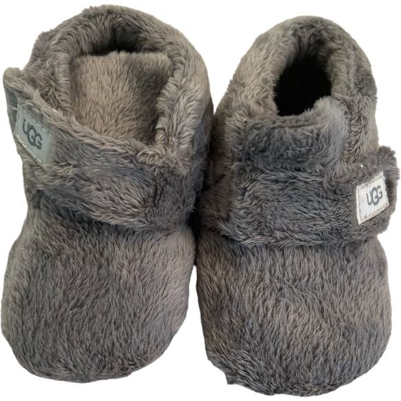 NWOT Infant Plush Ugg No Tie Booties GRAY size 4/5 - Picture 3 of 9